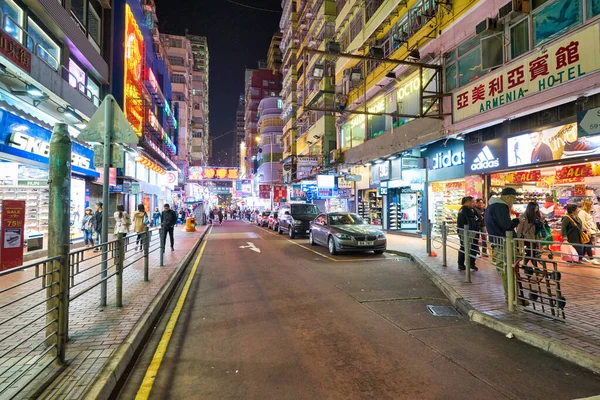 Hong Kong Çin Ocak 2019 Geceleri Hong Kong Caddesi Manzarası — Stok fotoğraf