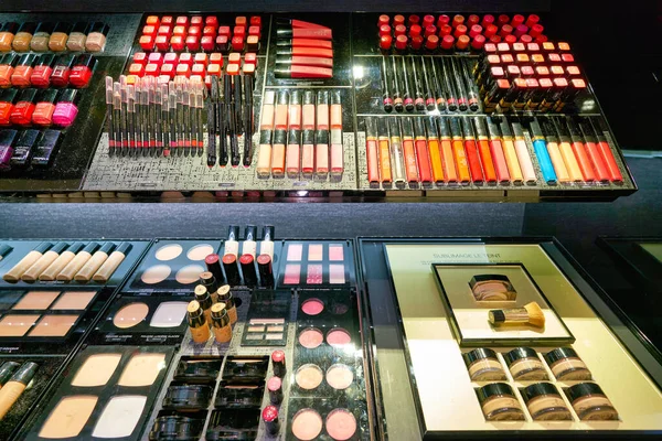 Hong Kong China Circa Enero 2019 Productos Maquillaje Exhibición Tienda — Foto de Stock