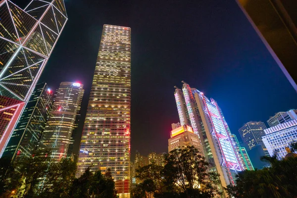 Hong Kong China Circa Janeiro 2019 Visão Baixo Ângulo Arranha — Fotografia de Stock