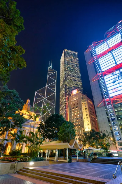 Hong Kong China Circa Januari 2019 Laaghoekig Uitzicht Wolkenkrabbers Hong — Stockfoto