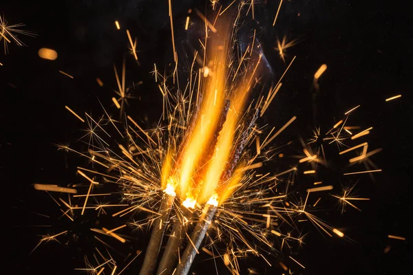 Três bengala fogo closeup — Fotografia de Stock