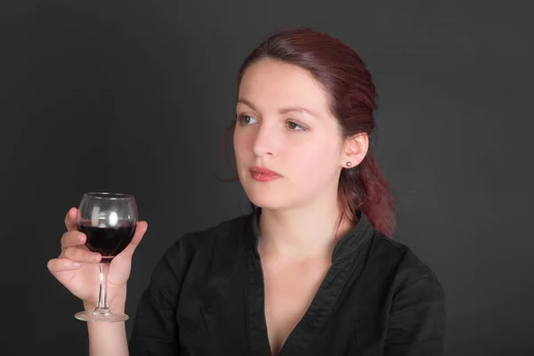 Girl with glass of wine — Stock Photo, Image