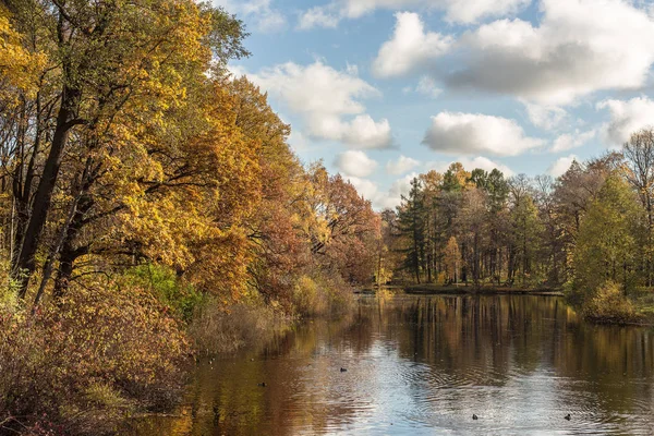 Paysage d'automne avec rivière — Photo