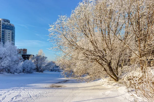 Rivière par une froide journée d'hiver — Photo