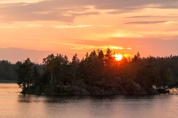 숲의 호수에 있는 섬 — 스톡 사진