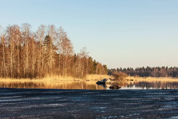 Gelo em um lago de primavera — Fotografia de Stock