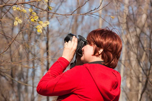 Schieten in het voorjaarsbos — Stockfoto