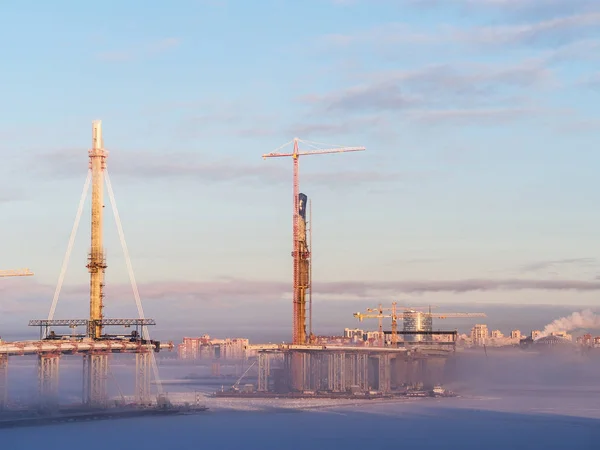 Construction site on a winter day — Stock Photo, Image