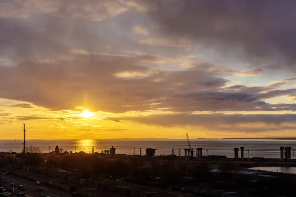 Construction site at sunset — Stock Photo, Image