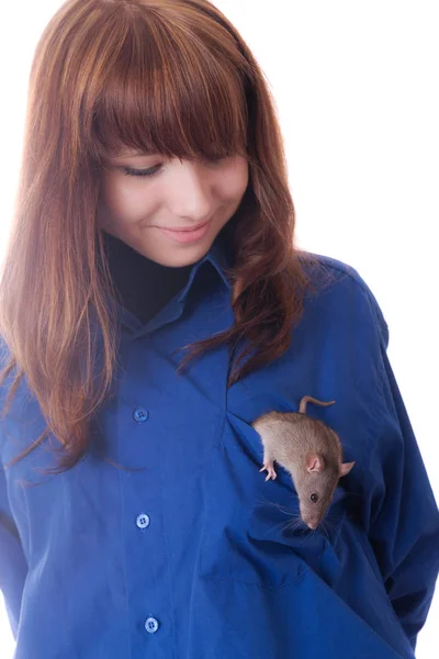 Girl in a blue shirt — Stock Photo, Image