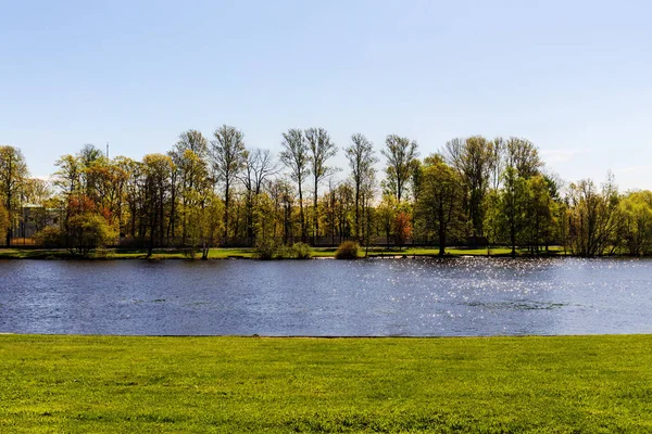 Rivier in een park voorjaarsbijeenkomst — Stockfoto