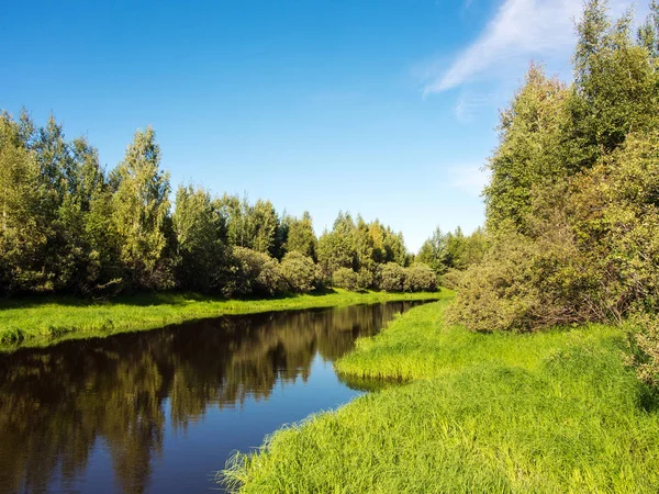 Riberas verdes del río — Foto de Stock