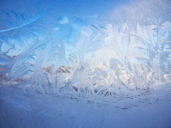 Frost texture on a glass window — Stock Photo, Image