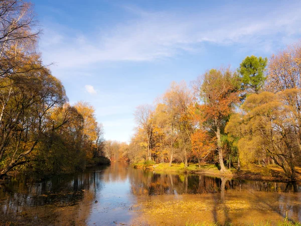 Fiume in un parco autunnale — Foto Stock