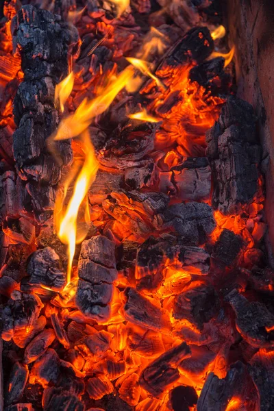 Spalanie drewna opałowego zbliżenie — Zdjęcie stockowe