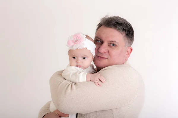 Studio Portrait Father Little Daughter — Stock Photo, Image