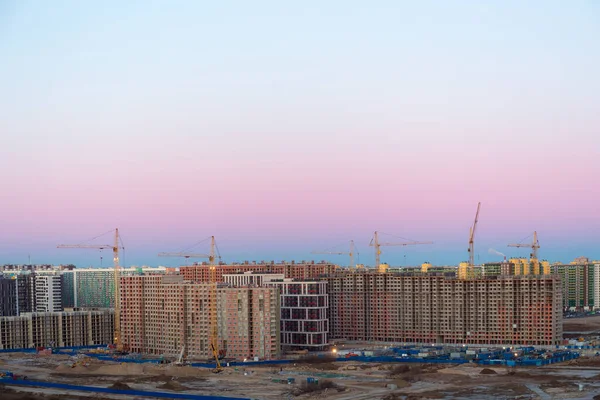 Cold Dawn City Construction Site — Stock Photo, Image
