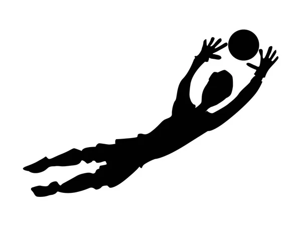 Silhuetten av fotbollsmålvakt — Stock vektor
