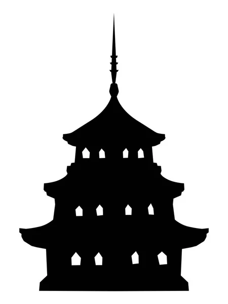 Silhouette of Japanese pagoda — Stock Vector
