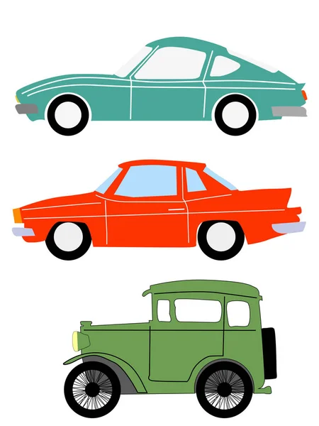 Conjunto de coches antiguos — Vector de stock