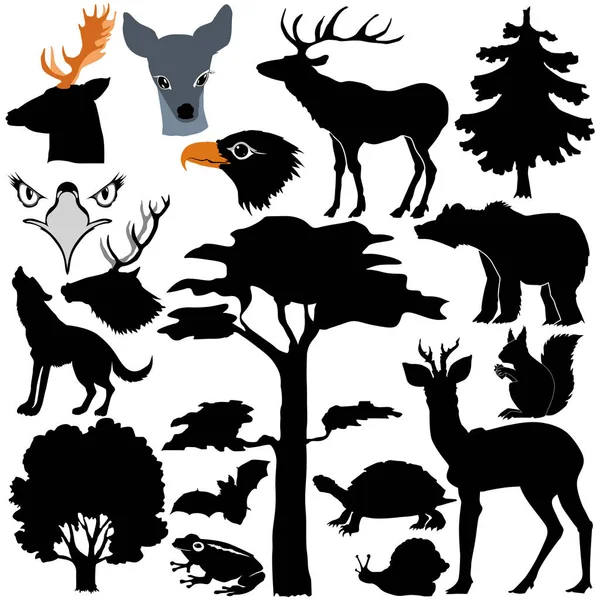 Άγρια ζώα στο δάσος — Διανυσματικό Αρχείο