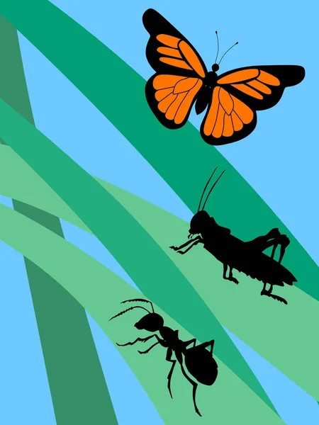 Hmyz v trávě — Stockový vektor