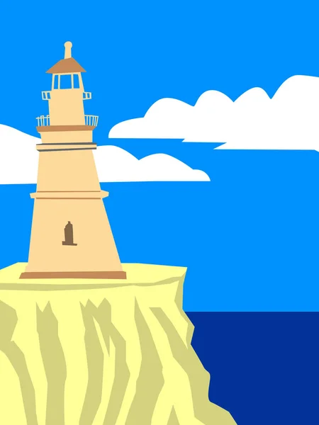 Faro junto al mar — Vector de stock