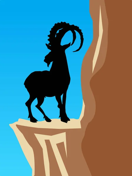 Mountain goat on cliff — Stock Vector