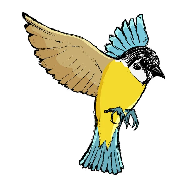 Flying tit bird — Stock Vector