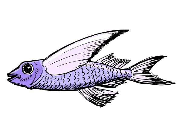 Croquis de poissons volants — Image vectorielle