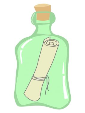 şişe içinde kağıt ile