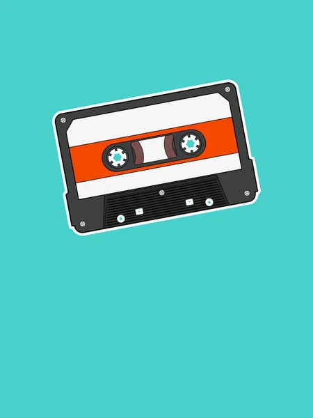 Vintage audio cassette in zine stijl. Gekleurd, vectorbeeld. Mot — Stockvector