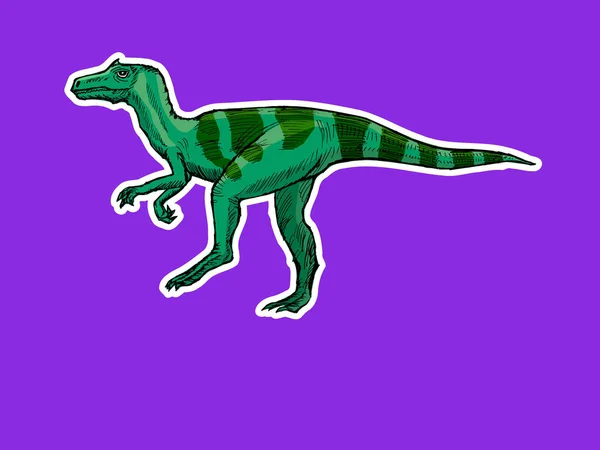 Dinosauro in stile zine. Disegnato a mano, immagine vettoriale, stampa di stile. M — Vettoriale Stock