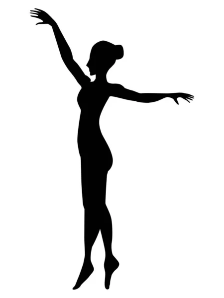 年轻芭蕾舞演员的矢量、黑色轮廓 — 图库矢量图片