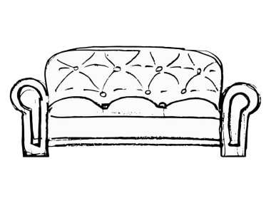 El çizimi, kanepenin vektör çizimi. Rahatlama, iç mekan, mobilya