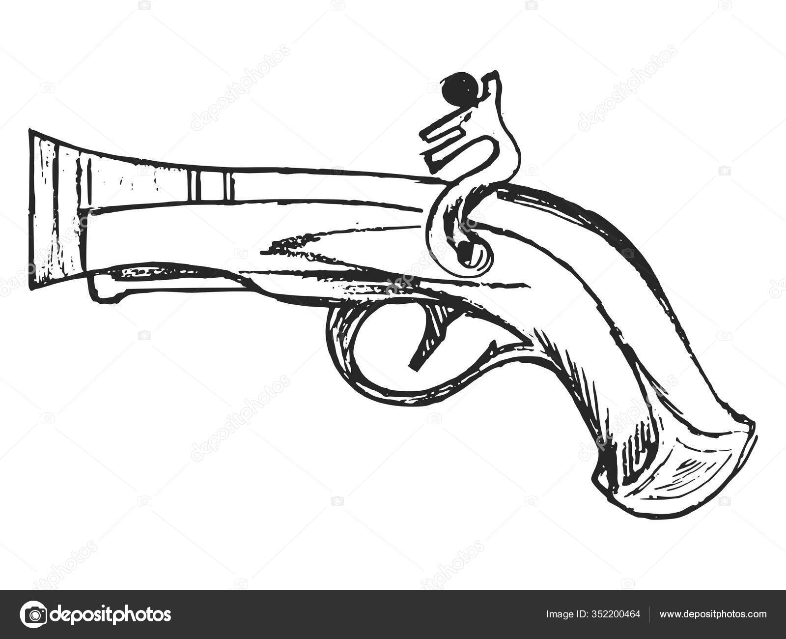 Jogo da arma antiga ilustração do vetor. Ilustração de objeto