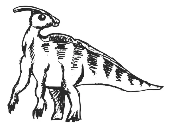 Vector Dibujado Mano Ilustración Esbozo Iguanodon Dinosaurio Motivos Paleontología Mesozoico — Archivo Imágenes Vectoriales