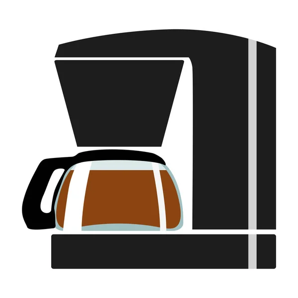コーヒーメーカーのシンプルでベクトル カラーイラスト サイドビュー フラットスタイル コーヒー ドリンク 陽気のための動機 — ストックベクタ