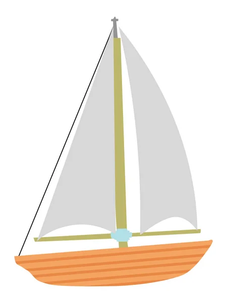 Simple Vector Color Illustration Sail Boat Side View Sea Swimming — Stock Vector