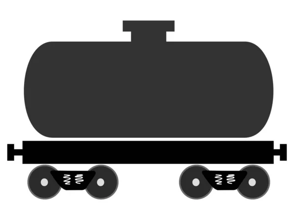 Vector Gekleurde Illustratie Van Spoorwegtank Vlakke Stijl Zijaanzicht Motieven Van — Stockvector