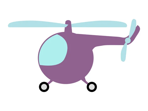 小さな漫画のヘリコプターのベクトルイラスト サイドビュー 漫画のオブジェクト 飛行輸送の動機 — ストックベクタ