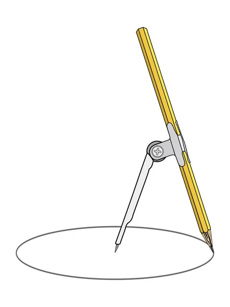 Kompasy Krąg Rysunku Geometria Matematyka Edukacja Koncepcje Inżynieryjne Przedmioty Szkolne — Wektor stockowy