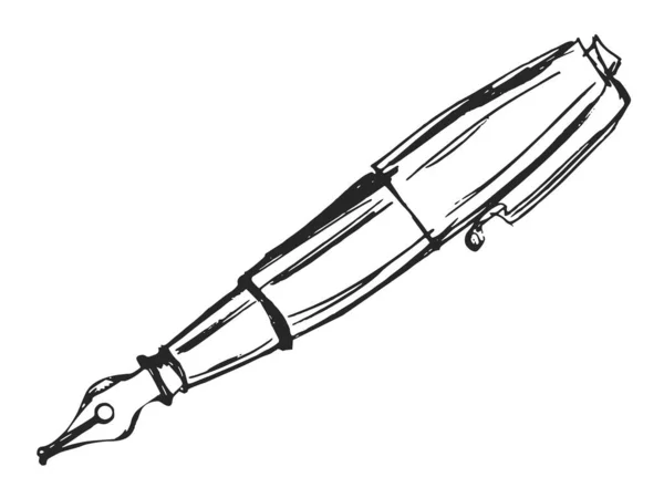 ベクトル 手描き インクの噴水ペンのスケッチイラスト 物を書く目的 文書管理 事務所及び業務用品 — ストックベクタ