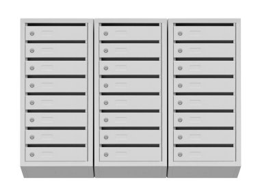 Beyaz arka plan üzerinde posta kutuları