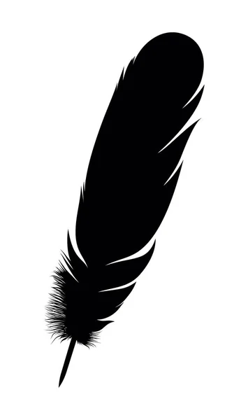 Silhouette feather on a white background, vector illustration — Stock Vector