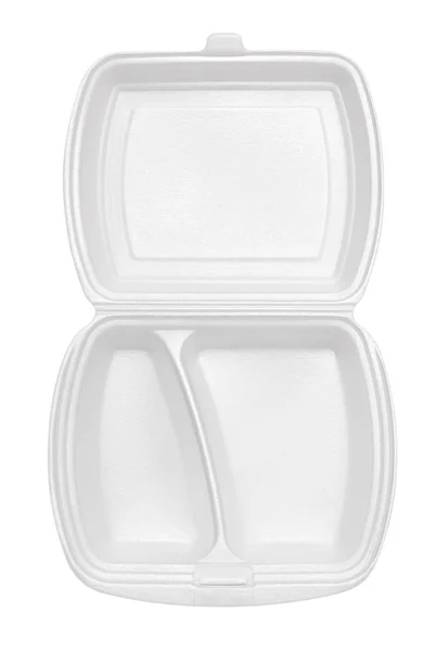 Empty polystyrene container for fast food isolated on white back — Stock Photo, Image