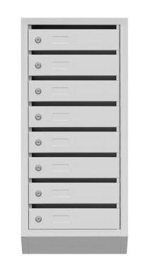 Beyaz arka plan üzerinde posta kutuları