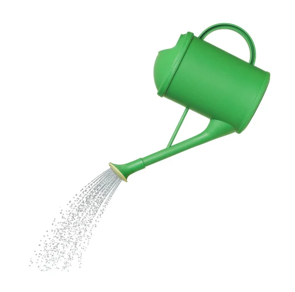 Water pours from a watering can on white background — Stock Photo, Image