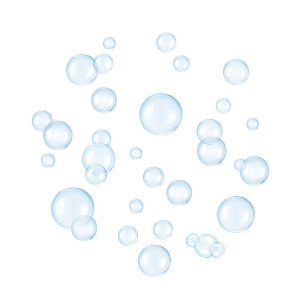 Soap bubbles on a white background