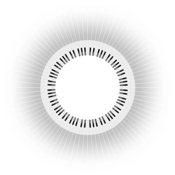Circle piano keyboard with rays — Stock Photo, Image